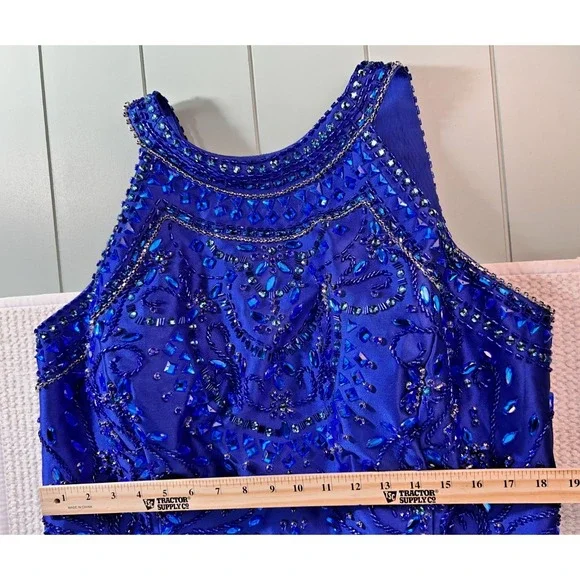 NWT Rachel Allan Curves 7813 Royal Blue Mermaid Prom Dress 24 Sexy Beaded Luxe - Picture 9 of 12